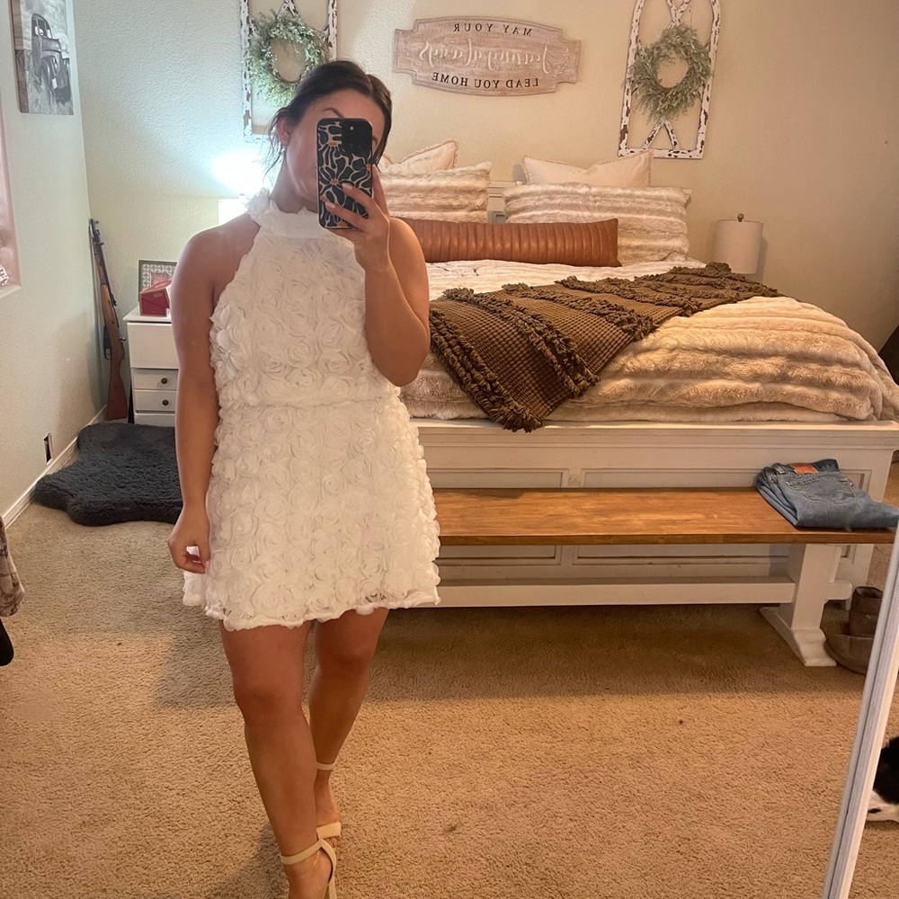 Lulu's White Floral Mini Dress